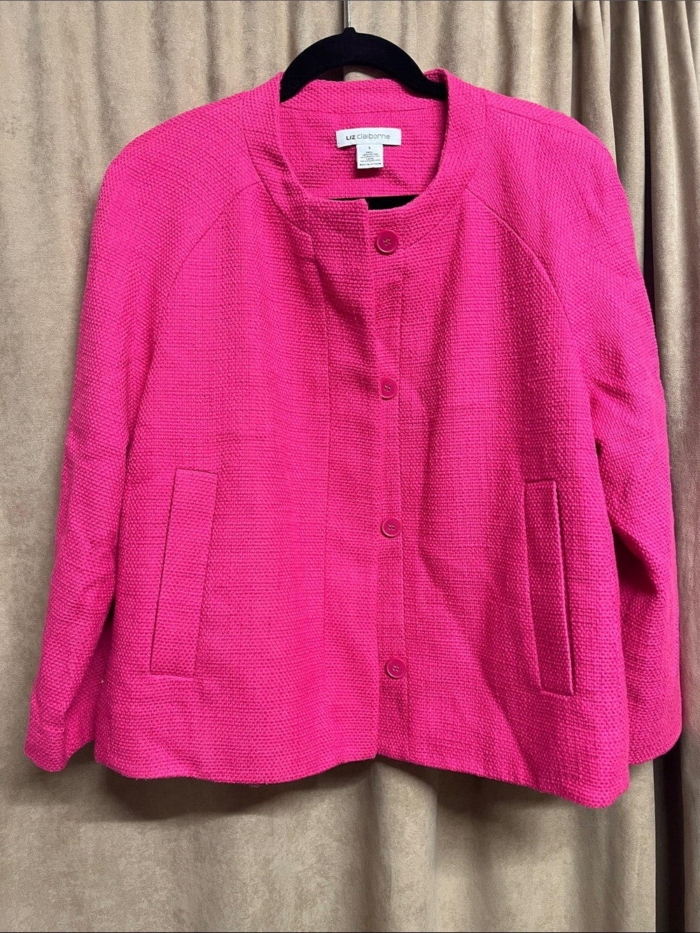 Liz Claiborne Bright Pink Textured Button Jacket